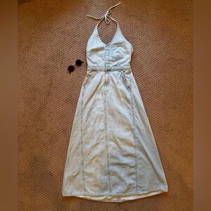Blue denim open back dress NWOT